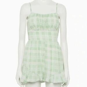 Lily rose plaid ruffled hem romper